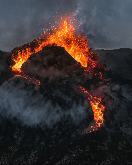 A raging volcano